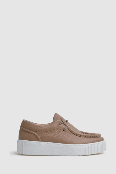Shop Reiss Avery - Taupe Leather Moccasin Trainers, Uk 4 Eu 37