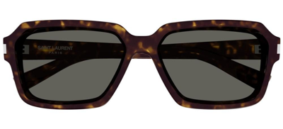 Shop Saint Laurent Eyewear Rectangle Frame Sunglasses In Multi