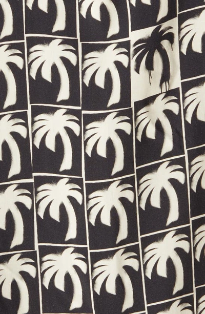 Palm Angels Men's Dripping Palms Camp Shirt In Black Offwhite