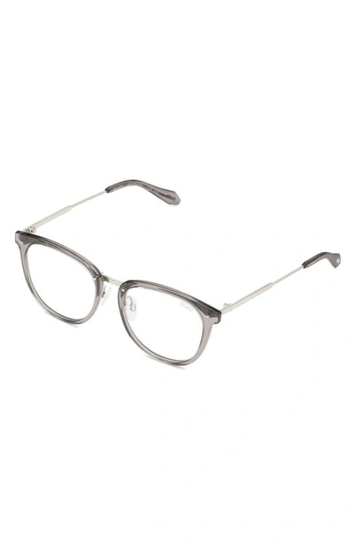 Shop Quay Last Word 47mm Round Blue Light Blocking Reading Glasses In Grey/ Blue Light