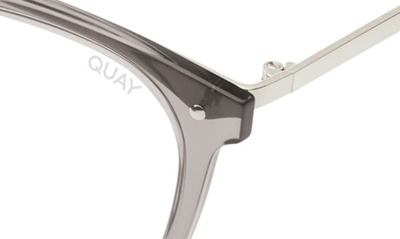 Shop Quay Last Word 47mm Round Blue Light Blocking Reading Glasses In Grey/ Blue Light