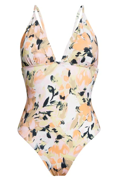 Shop Vero Moda Dea Print One-piece Swimsuit In Snow White Aop Gia