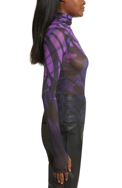 Afrm Zadie Mesh Turtleneck Top In Butterfly Ombre