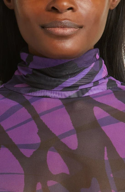 Afrm Zadie Mesh Turtleneck Top In Butterfly Ombre