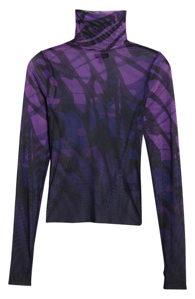 Shop Afrm Zadie Mesh Turtleneck Top In Butterfly Ombre