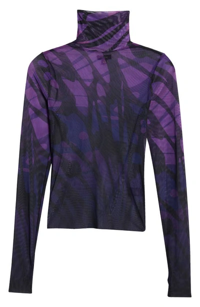 Afrm Zadie Mesh Turtleneck Top In Butterfly Ombre