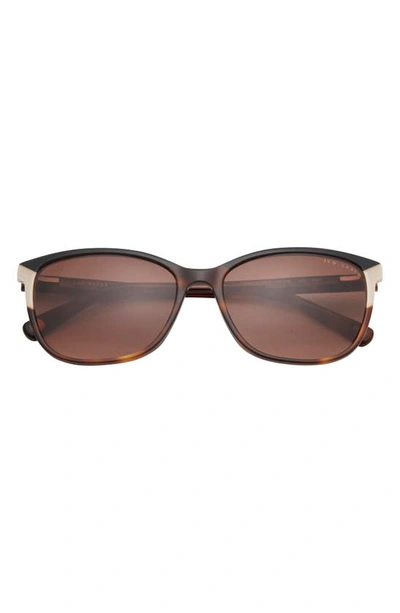 Shop Ted Baker 56mm Rectangular Sunglasses In Tortoise