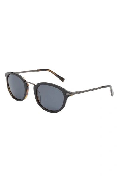 Shop Ted Baker London 51mm Polarized Round Sunglasses In Black