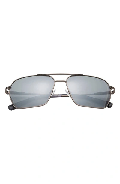 Shop Ted Baker 59mm Polarized Aviator Sunglasses In Gunmetal