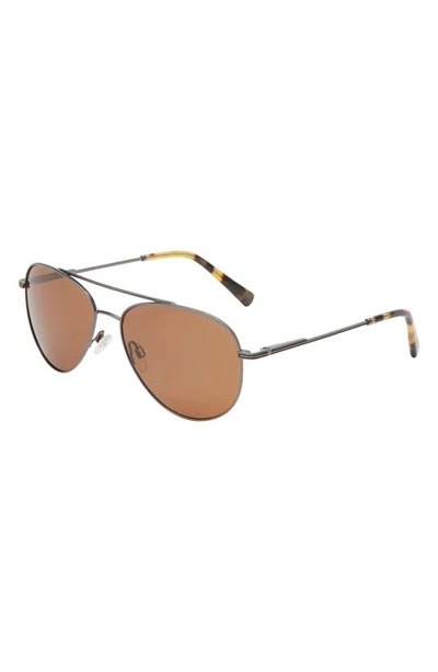 Shop Ted Baker 57mm Polarized Aviator Sunglasses In Gunmetal