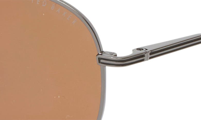Shop Ted Baker 57mm Polarized Aviator Sunglasses In Gunmetal