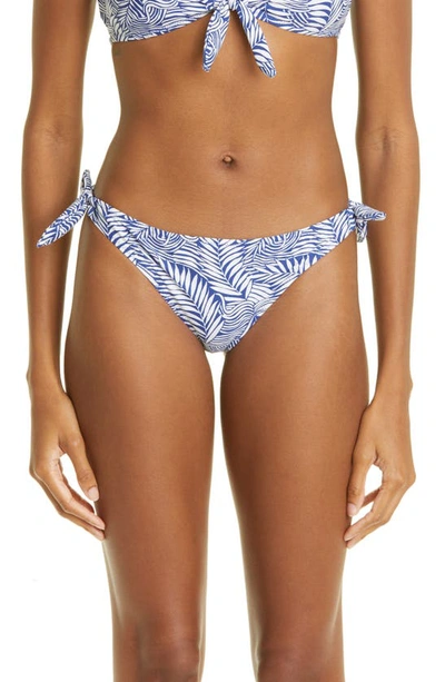 Shop Lemlem Palm Leaf Side Tie Bikini Bottoms In Royal Blue