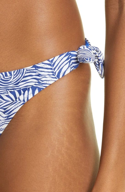 Shop Lemlem Palm Leaf Side Tie Bikini Bottoms In Royal Blue