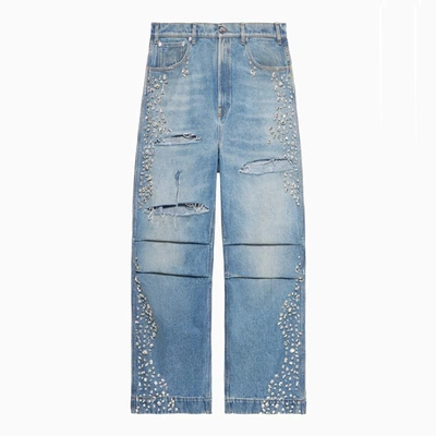 Shop 1989 Studio Y2k Embroidered Denim Jeans In Blue