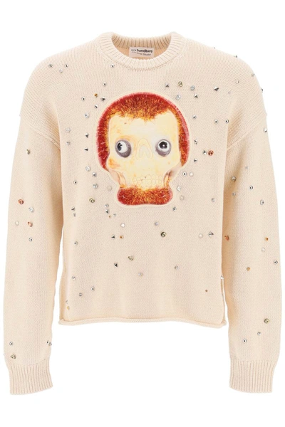 Shop Acne Studios "studded Pullover With Animation In Neutro