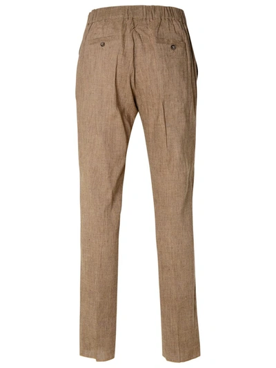 Brian Dales Brown Linen Blend Trousers In Brown