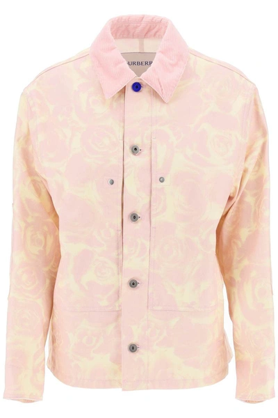 Shop Burberry Cotton Workwear Style Jacket In Pink