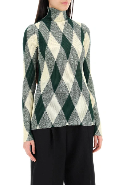 Shop Burberry "striped Cotton And Silk Dolcev In Green