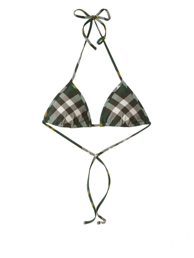 Shop Burberry Checked Bikini Top In Ivy Ip Check