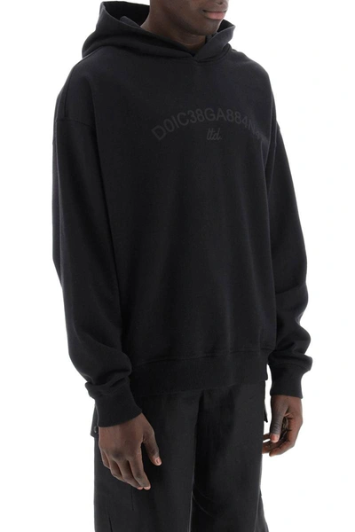 Shop Dolce & Gabbana Hooded Sweatshirt With Logo Print In Black