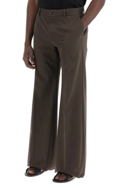 Shop Dolce & Gabbana Tailored Cotton Trousers For Men In Brown
