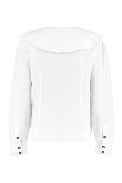 Shop Ganni Cotton Shirt In White