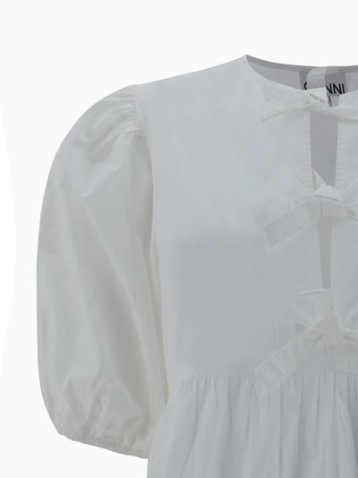 Shop Ganni Dresses In Bright White