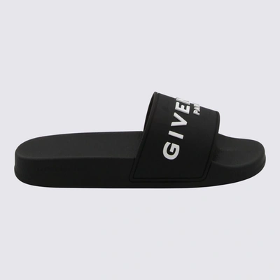 Shop Givenchy Black And White Rubber Slides