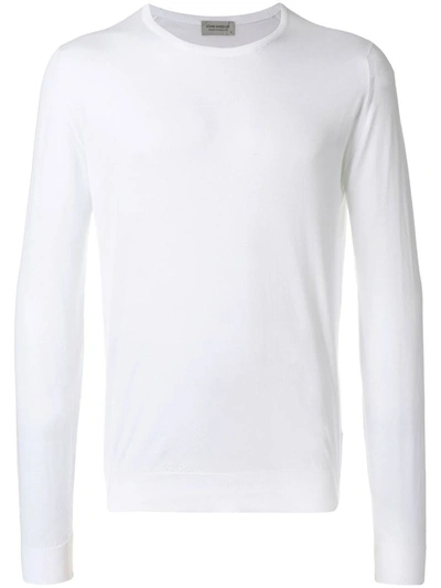 Shop John Smedley Hatfield Crew Neck Long Sleeves Pullover Clothing In White