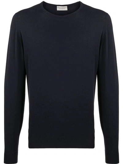 Shop John Smedley Hatfield Crew Neck Long Sleeves Pullover Clothing In Blue