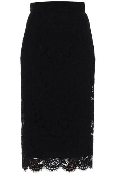 Shop Dolce & Gabbana Lace Pencil Skirt With Tube Silhouette Women In Black