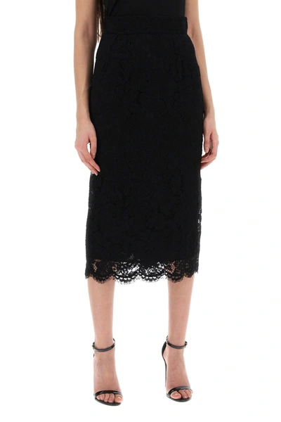 Shop Dolce & Gabbana Lace Pencil Skirt With Tube Silhouette Women In Black