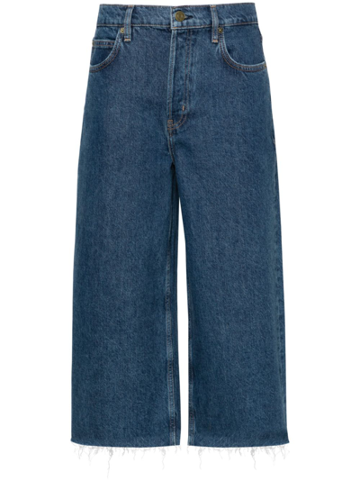 Shop Frame Easy Capri Cropped-jeans Mit Hohem Bund In Blue