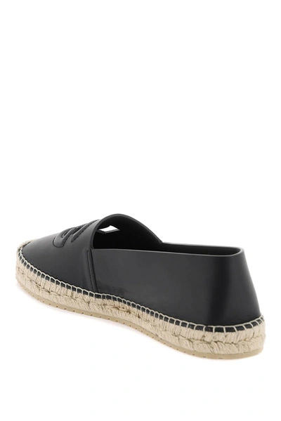 Shop Dolce & Gabbana Leather Espadrilles With Dg Logo And Men In Black