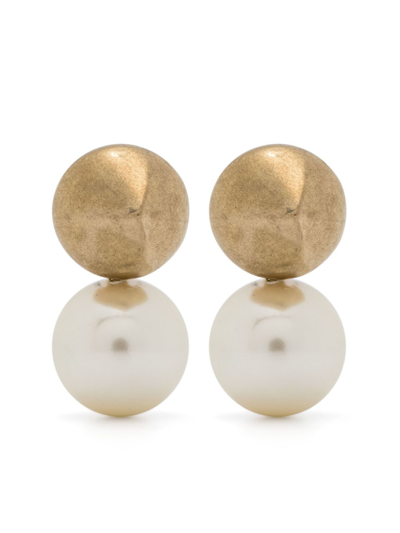 Shop Ferragamo Gold-tone Bead-embellished Earrings