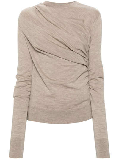 Shop Tove Brown Eleornore Draped Sweater In Neutrals