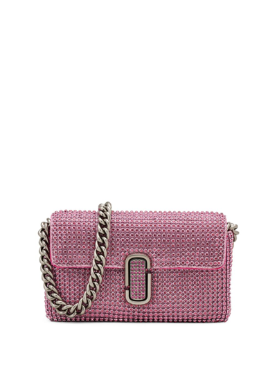 Shop Marc Jacobs The Rhinestone J Marc Mini Shoulder Bag In Pink
