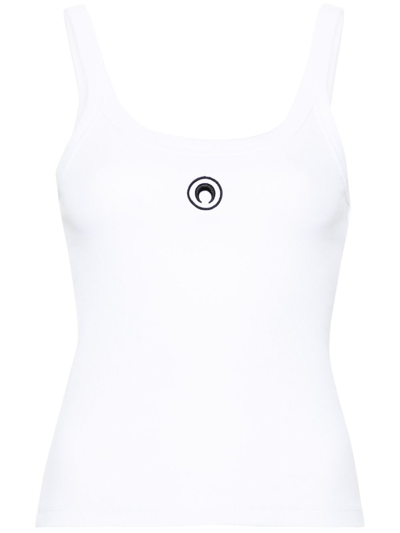 Shop Marine Serre White Crescent Moon-embroidered Tank Top