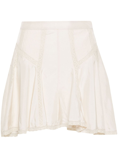 Shop Isabel Marant White Zia Silk Mini Skirt In Neutrals