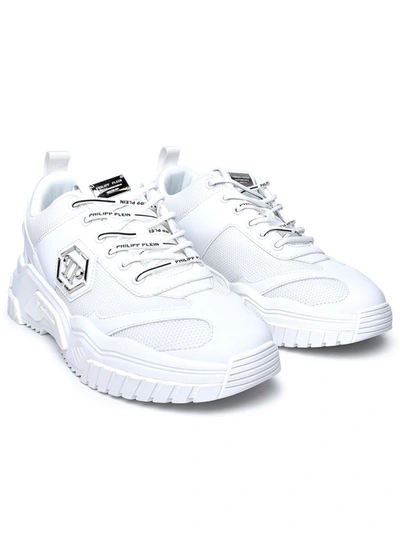 Shop Philipp Plein White Fabric Sneakers
