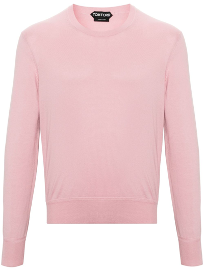 Shop Tom Ford Pink Crew Neck Cotton Sweater