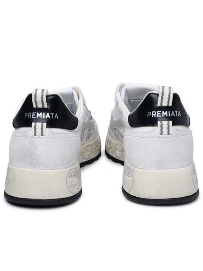 Shop Premiata 'nous' White Leather Sneakers