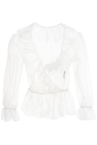 Shop Dolce & Gabbana Silk Chiffon Blouse With Ruffles. Women In White