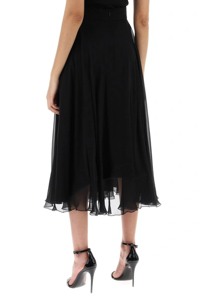 Shop Dolce & Gabbana Silk Flared Skirt With Wheel Women In Black