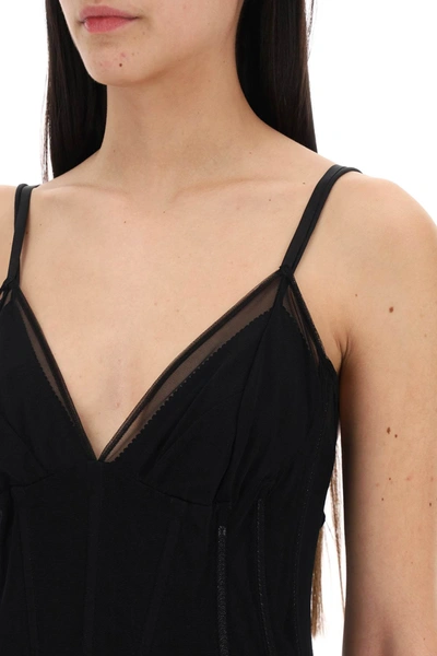Shop Dolce & Gabbana Stretch Tulle Maxi Bustier Dress In Women In Black