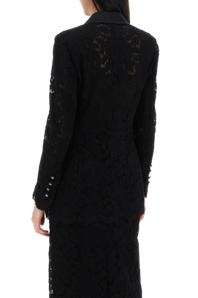Shop Dolce & Gabbana Turlington Double-breasted Lace Blazer Women In Black
