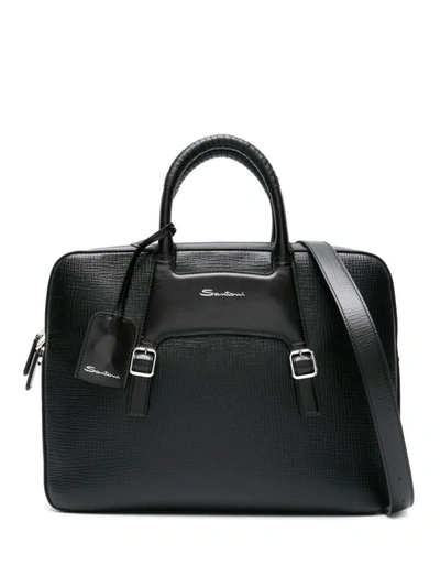 Shop Santoni Briefcase Bags In Black