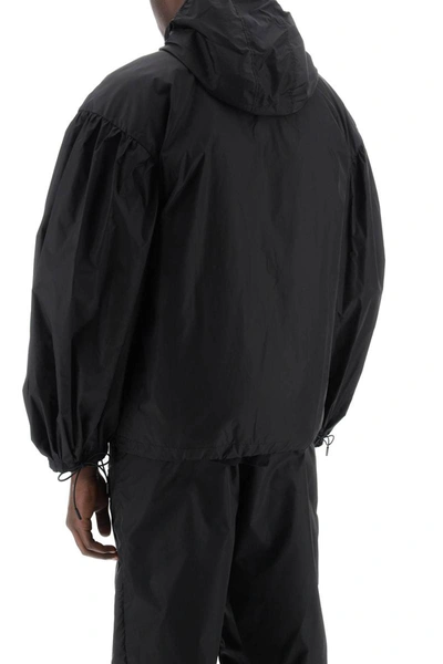 Shop Simone Rocha Nylon Windbreaker Jacket With Rose Design. In Black