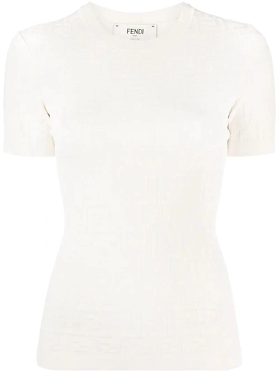 Shop Fendi Women Ff Short-sleeved Jumper In White