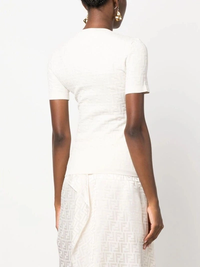 Shop Fendi Women Ff Short-sleeved Jumper In White
